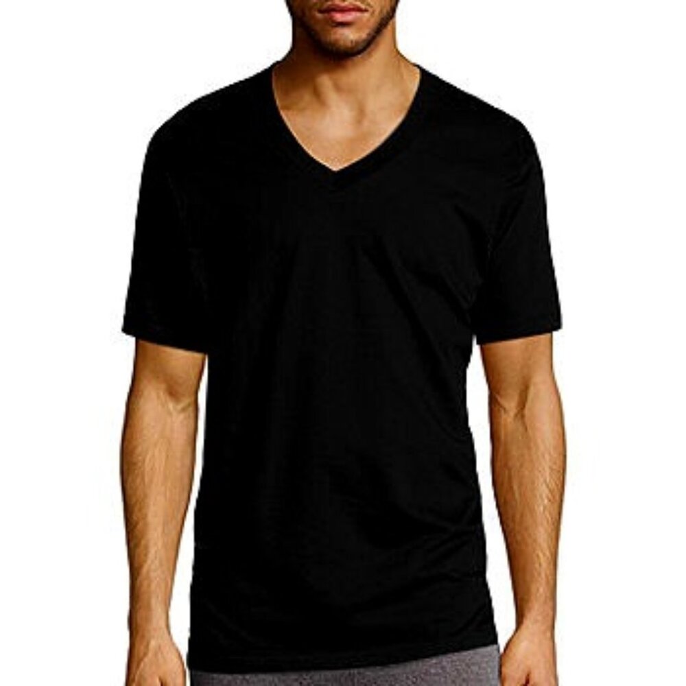 Stafford Ultra Heavyweight Men's 3-Pack V-Neck T-Shirts (XL-T, Black)